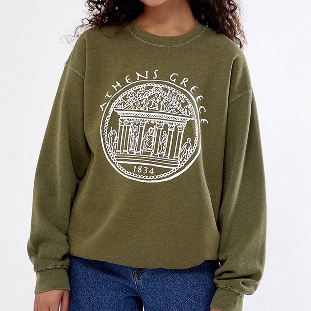 PacSun Womens Olive Green Crew Neck Sweater Large